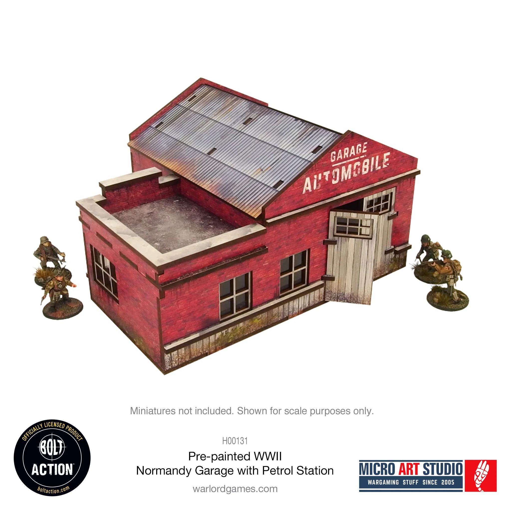  Pre-Painted WW2 Normandy Garage With Petrol Station