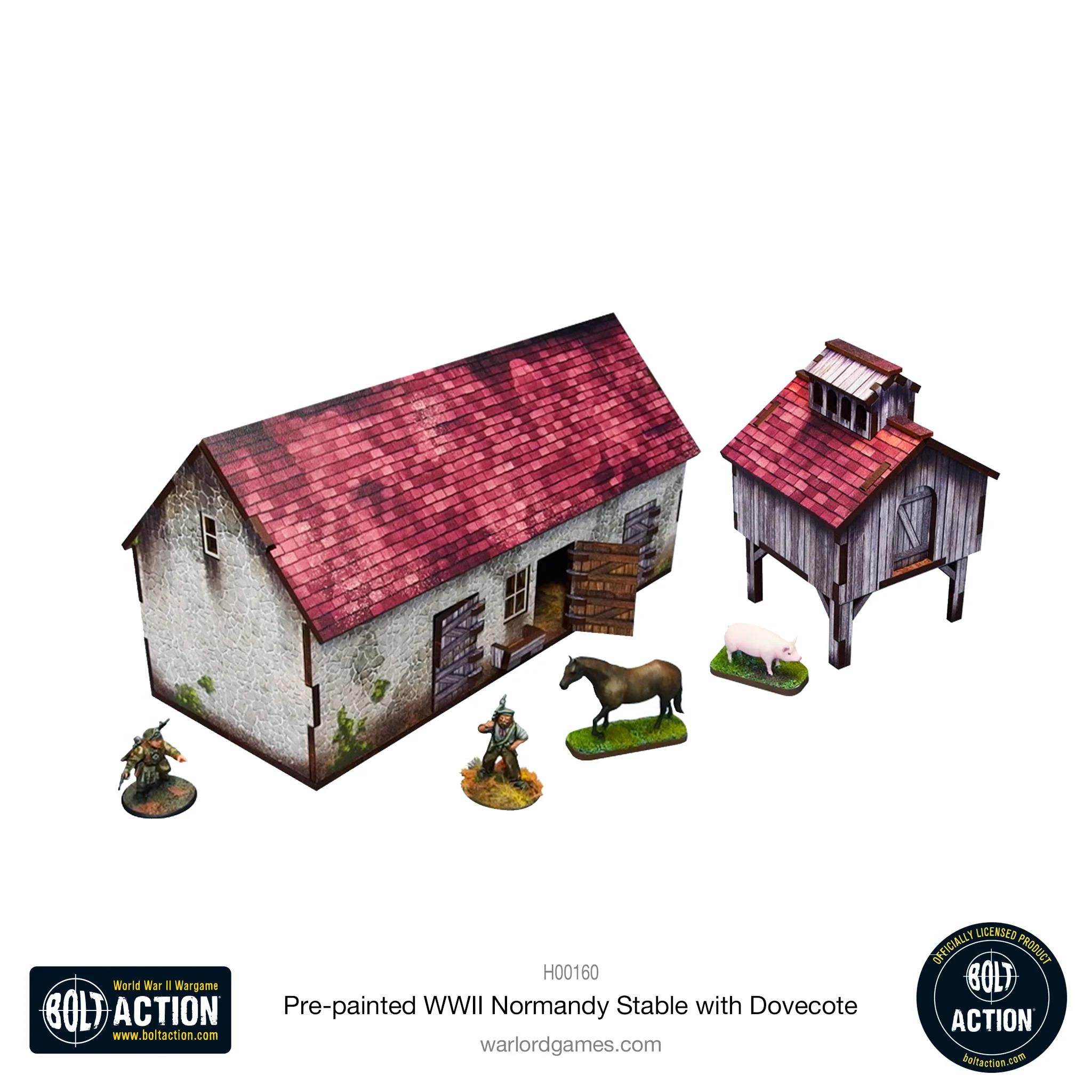 Pre-painted WWII Normandy Stable with Dovecote